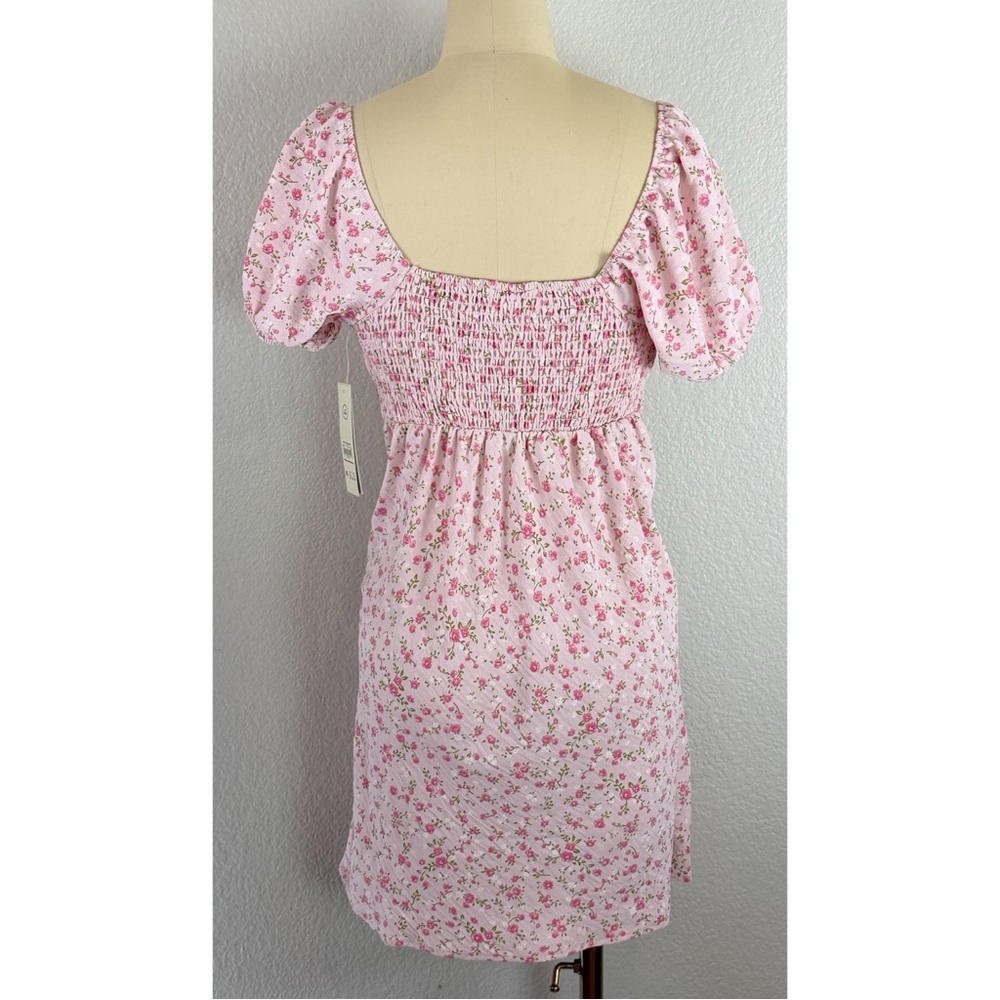 NWT No Boundaries babydoll floral puff sleeve mini dress pink cottagecore Medium - Picture 6 of 13